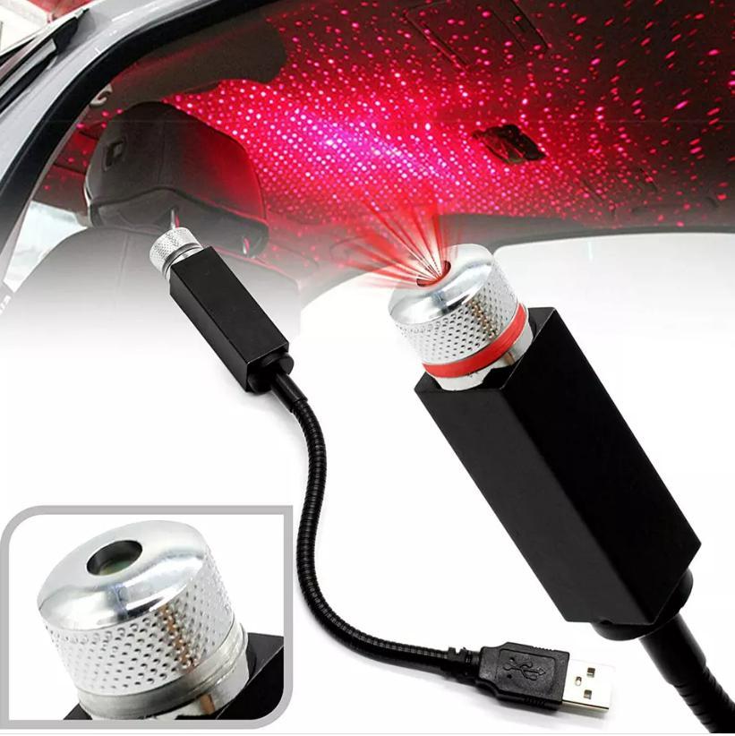 USB Star Projection Lamp for Car & Room (Red)