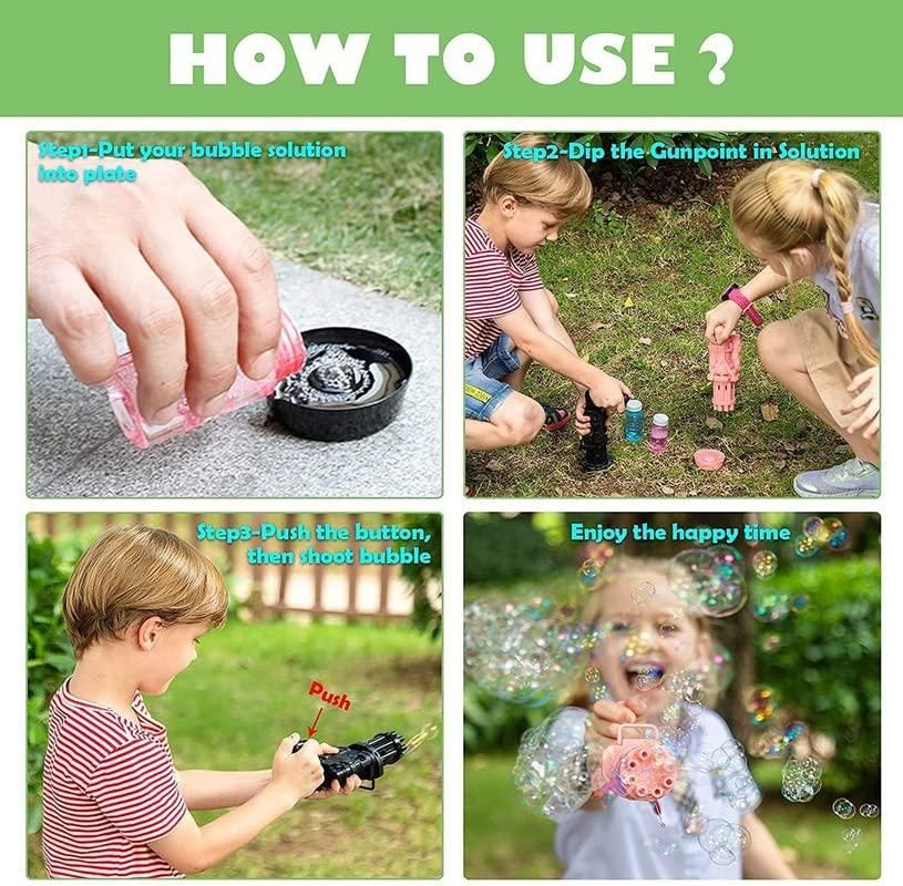8-Hole Automatic Bubble Gun with Batteries