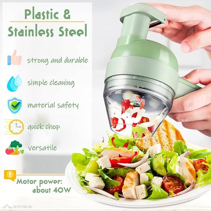 Electric Vegetable Cutter with 4-in-1 Blades