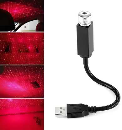 USB Star Projection Lamp for Car & Room (Red)
