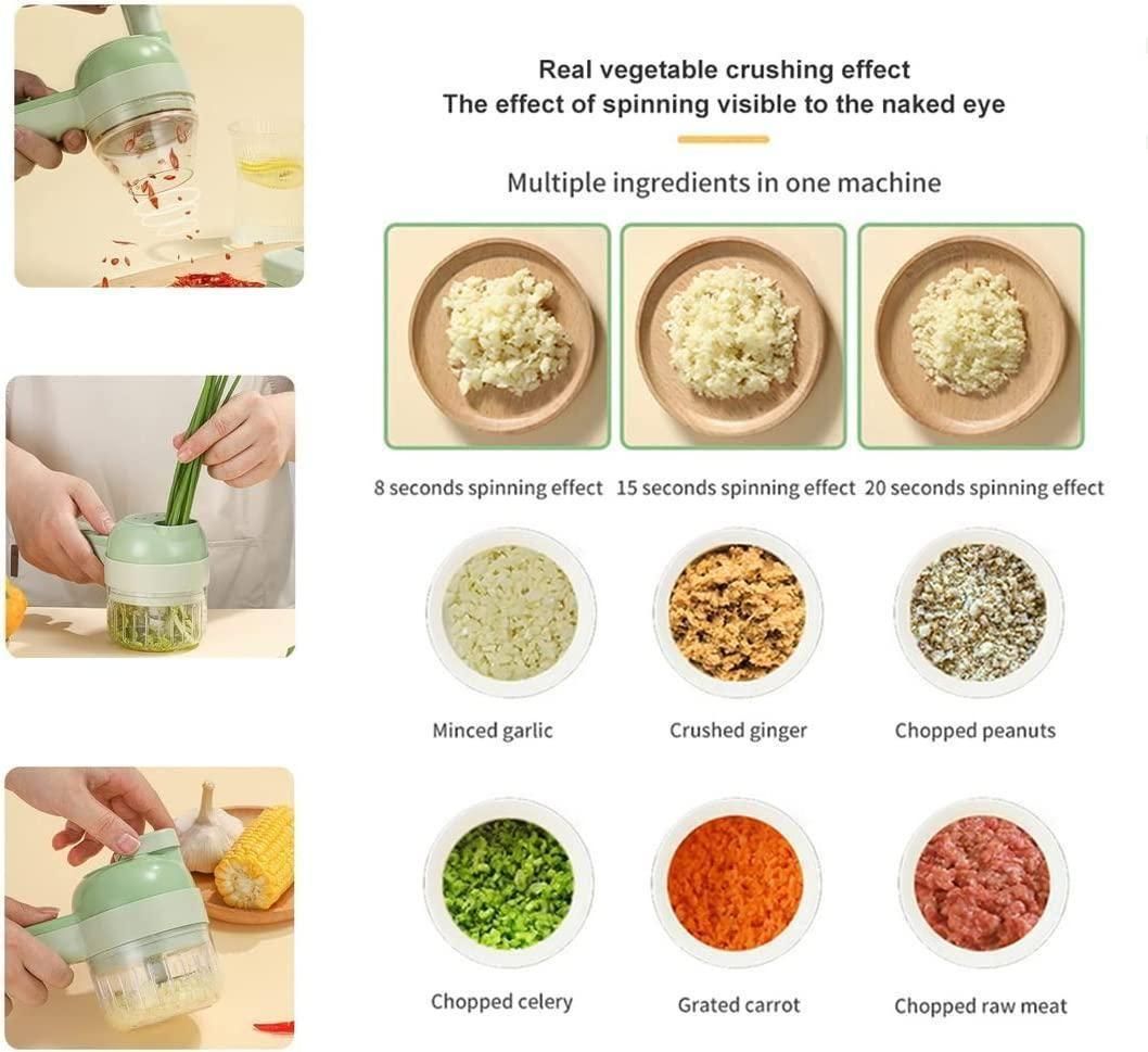 Electric Vegetable Cutter with 4-in-1 Blades