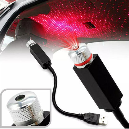USB Star Projection Lamp for Car & Room (Red)