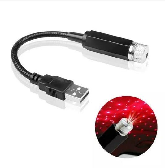 USB Star Projection Lamp for Car & Room (Red)